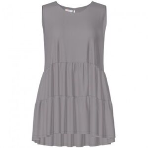 Gray Tiered Tunic with Sleeveless Design